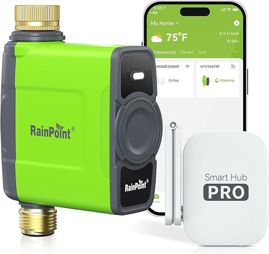 RAINPOINT WiFi Water Timer for Garden Hose, 2027 New Version WiFi Sprinkler Controller, Smart Hose Timer Valve, Automatic Drip Irrigation System/Rain Delay for Garden