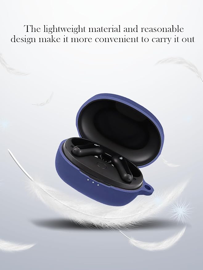 Case for Soundcore Anker Life P2 mini True Wireless Earbuds,Soft Protective,BOVUGAC Silicone Case Cover with Keychain & Cleaning Kit & Lanyard for Anker Life P2 mini-Blue