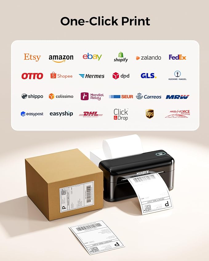 MUNBYN Bluetooth Thermal Label Printer RealWriter RW402B, 4x6 Shipping Label Printer for Small Business, Compatible with Android, iPhone and Windows, Mac, Chromebook