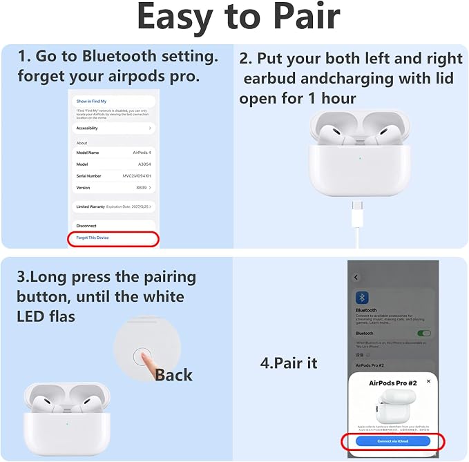 OEM Single Right Earbuds Replacement for Pod Pro (2nd Generation), A3047, A3048, A3049. Genuine Right Ear Side Only, Compatible Original Air Pro 2 A2968 Charging Case (Right-A3047 A3048 A3049)