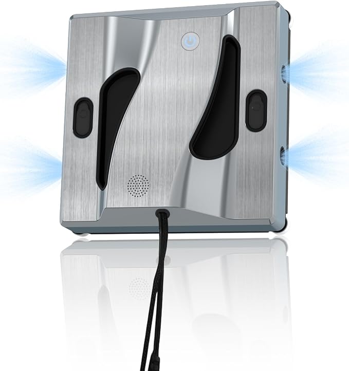 6000Pa Window Cleaning Robot High Suction Power Window Cleaner Robot with 4 Water Spray Intelligent Cleaning Perfect for High-Rise Windows, Glass Doors and Tiles
