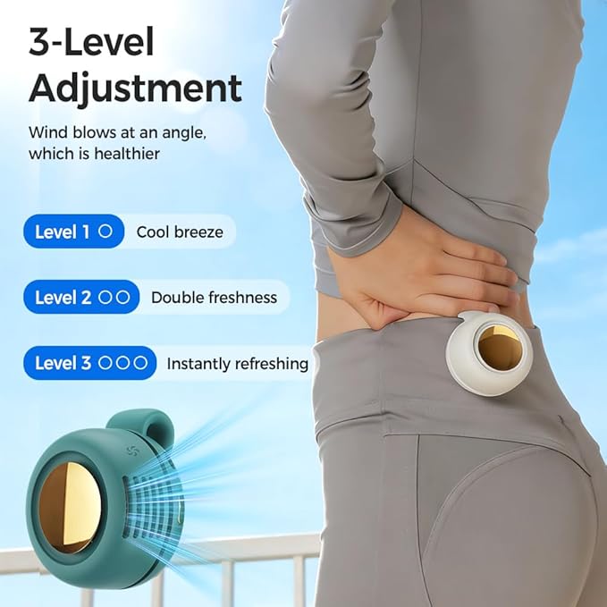 Clip on Fan Portable, 360° Rotatable Mini Clip Fan for Shirt Waist, 3-Speed Adjustable Small Whirlwind Fan for Outdoor Travel Office, USB Rechargeable Personal Cooling Fan (White-1 pcs)