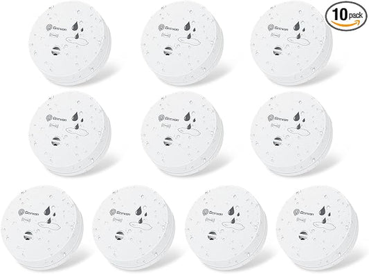Geevon 10 Pack Water Leak Detectors, 100dB Water Sensor Alarms Flood Detector for Basements, Bathrooms, Laundry Rooms, Kitchens, Garages, and Attics, Water Alarms Battery-Operated (Battery Included)