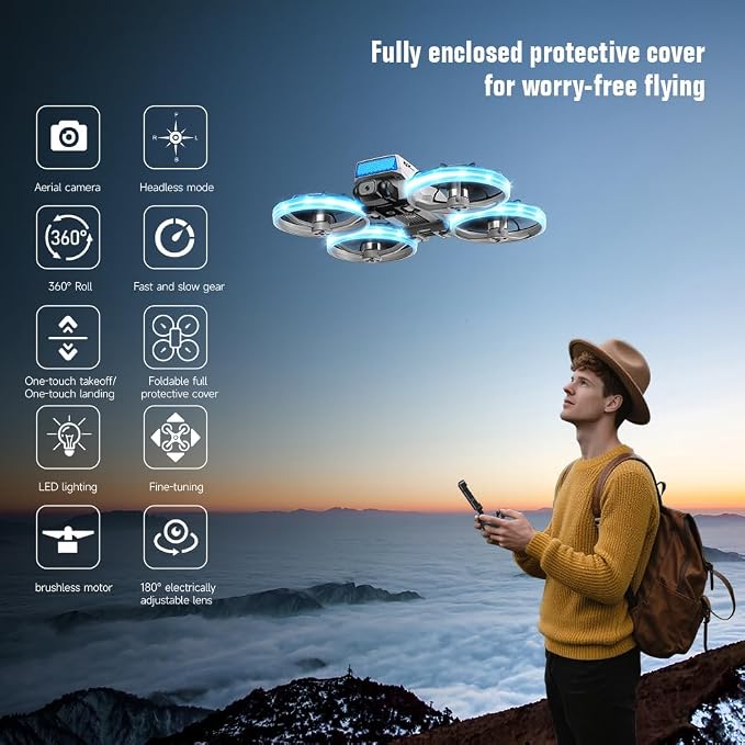 XJ2 Drone with Screen Remote Control, Obstacle Avoidance, Optical Flow Localization, Active Obstacle Avoidance, 2 batteries.