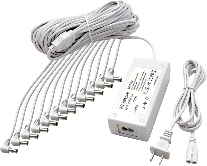 4.5V Power Adapter for Lemax Lighted Accessory 94566 94563 94564 94565 74295 74269 74707 84428 44242 Christmas Halloween Village Lights Micro Lighting Building Decor(12 Output White)