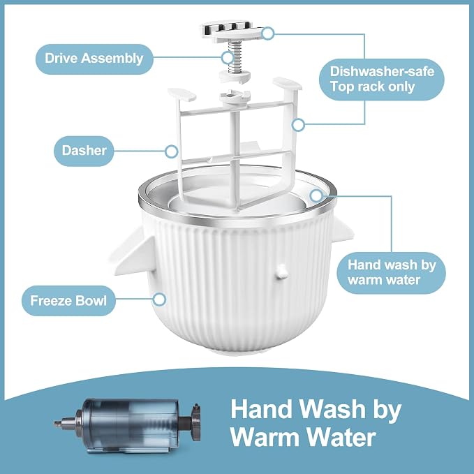 Ice Cream Maker & Shaved Ice Attachment for Kitchen aid Mixer, Kitchenaid Accessories Set Includes Shaved Ice Machine with 8 Ice Molds and Ice Cream Gelato Maker for 4.5 Qt & Larger Stand Mixers