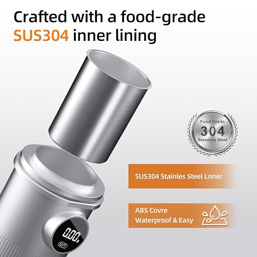 Coffee Dosing Cup with Scale - Rechargeable Espresso Scale 0.05g Precision, 304 Stainless Steel Coffee Scale Coffee Grinder Powder Cup Compatible with 58mm Portafilter