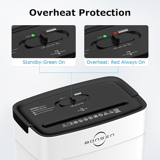 Bonsen 10-Sheet Cross Cut Paper Shredder for Home Office, P-4, Portable Handle, 4 Gallons Bin, Paper and Credit Card Shredder, White (S3201-W New Version)