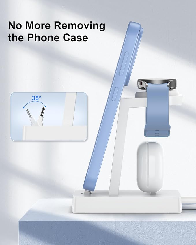 NANAMI Fast Charger for Samsung Galaxy Watch 6/5/4/3, Stand for Galaxy S24/S24+/S24 Ultra/S23/S22/S21/S20, Buds Pro, Wireless Charging Stand for iPhone 16/15/15 Pro/15 Plus/15 Pro Max/14/14 Pro/13/12
