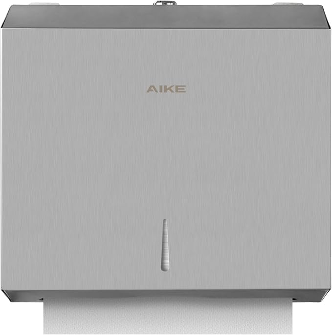 AIKE Automatic Commercial Soap Dispenser and Wall Mount Paper Towel Dispenser Bundle, Model AK1216_Silver_5180_Brushed