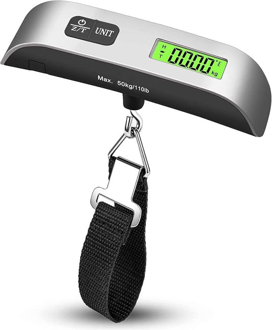 High Precision Luggage Scale - Portable Digital Suitcase Weight Scale with Hook, 110Lb/50Kg Capacity, Handheld Electronic Travel Scale for Easy Weighing