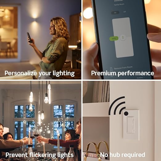 Leviton Decora Smart Dimmer Switch, Wi-Fi 2nd Gen, Neutral Wire Required, Works with Matter, Alexa, Google Assistant, Apple Home/Siri, Wired or Wireless 3-Way, D26HD-1RW, White (Pack of 2)