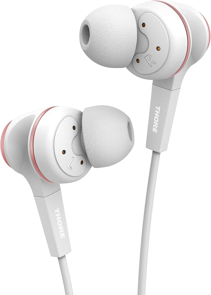 Thore iPhone Earphones (Apple MFi Certified) V120 in Ear Wired Lightning Earbuds (Sweat/Water Resistant) Headphones with Mic/Volume Remote for iPhone 12/13/14 Pro Max - Rose Gold