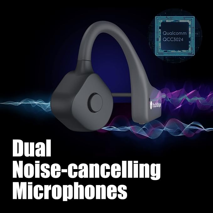 Bone Conduction Headphones - Bluetooth 5.2 Open Ear Headphones IP67 Waterproof Sport Earphones with Noise-Cancelling Mic - Wireless Bone Conducting Headset for Running Hiking Cycling