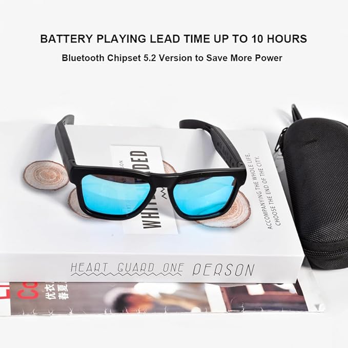 OhO Smart Glasses,Polarized Sunglasses with Bluetooth Speaker,Athletic/Outdoor UV Protection and Voice Control,Unisex(Mirror Blue Lens)