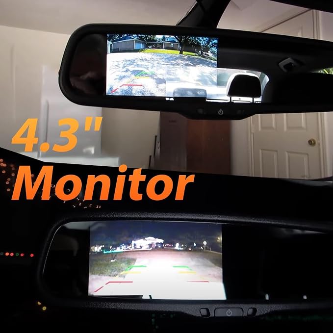 EWAY 4.3" LCD Rearview Mirror Screen OEM Look for Ford F150/250/350 2004-2015, Toyota Tacoma Corolla 2008-2014, Jeep Wrangler 2007-2018 Rear View Mirror Monitor Display with RCA for Backup Camera