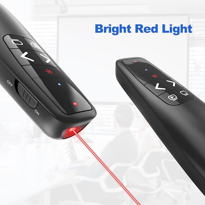（4 Units） Presentation Clicker with 4 Cases Wireless Presenter Remote PowerPoint Pointer Slide Advancer for Mac Laptop PC Computer Keynote