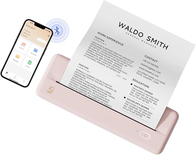 HPRT Wireless Portable Printer - Bluetooth Thermal Printer for Travel, Mobile Office, School, Home Compatible with iOS Android,Pink