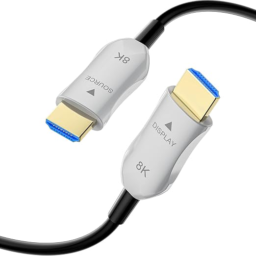 8K Fiber Optic HDMI 2.1 Cable 150ft, Long Active HDMI Cable, High Speed Fiber HDMI Cord, 48Gbps, 8K@60Hz 4K@120Hz, Dynamic HDR, Dolby, HDCP 2.2&2.3, 3D, for HDTV Monitor Game Laptop Home Theatre