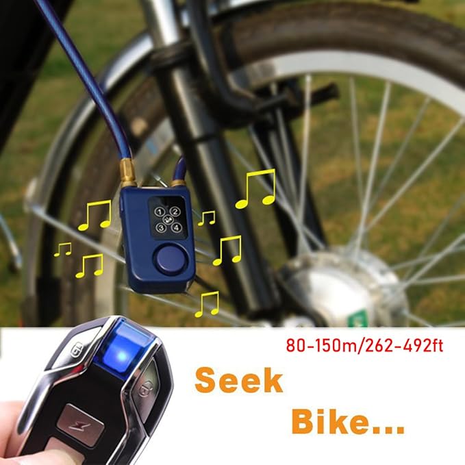 Mengshen Waterproof Bike Alarm Lock with GPS Tracker Black | 110dB Loud Anti-Theft Alarm, 150ft Remote Control, For Bicycle Motorcycle Scooter, Password & Remote Lock