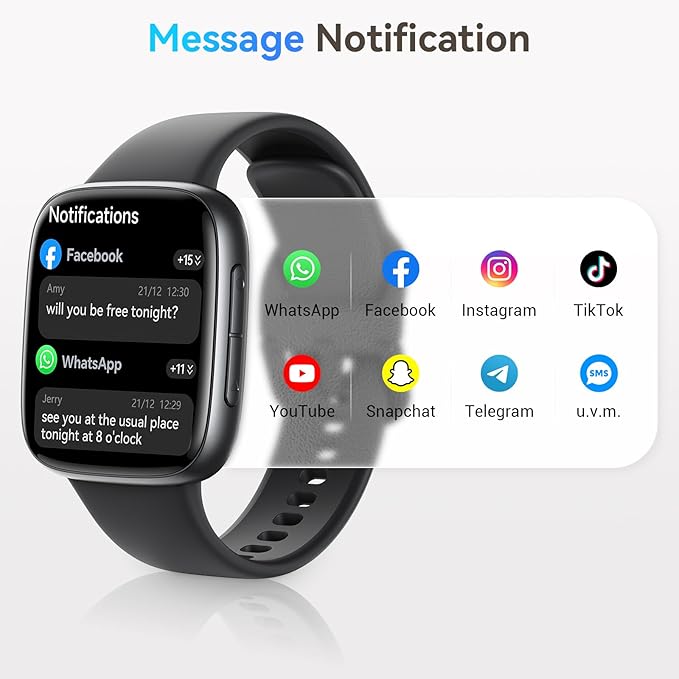 Smart Watch for Men/Women, Answer/Make Call, 1.85" AMOLED Always-On Display Screen Smartwatch for iPhone & Android, 3ATM Waterproof Fitness Tracker with Heart Rate/Sleep/SpO2 Monitor, 120+ Sport Modes