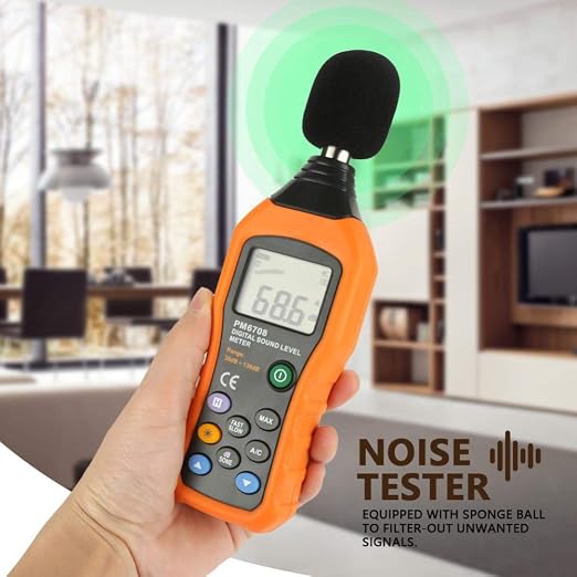 Decibel Meter Sound Level Reader, MS6708 Portable Digital LCD Noise Level Meter Tester Measurement Range 30-130 dBA A/C Mode Accuracy: ±1.5dB
