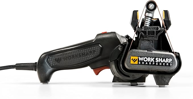 Work Sharp MK2 Professional Electric Knife and Tool Sharpener with Adjustable Sharpening Guides and Flexible Abrasive Belts Plus Bulk Belt Replacement Pack for Craftsmen and Tradesmen