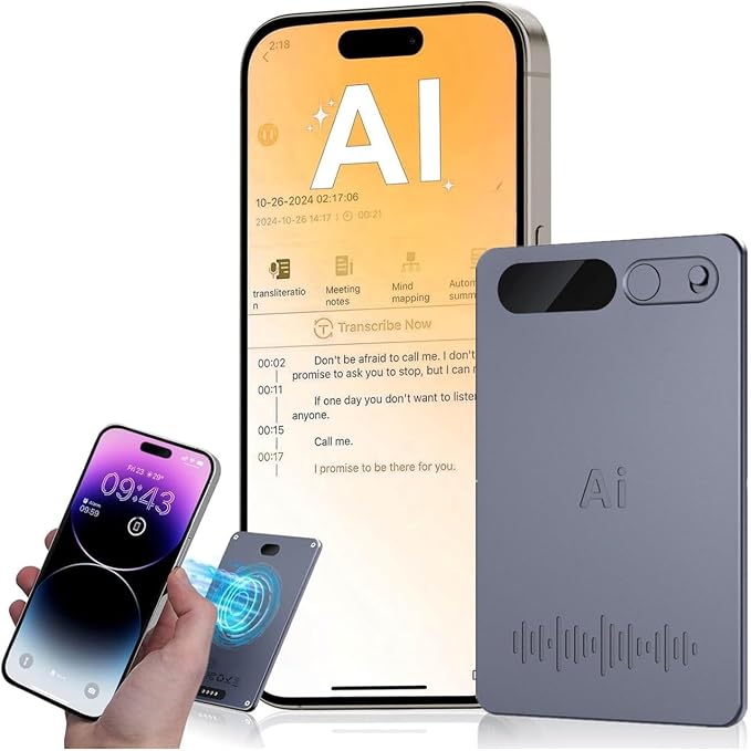 VEXAL AI Voice Recorder, 64GB Digital Voice Recorder | 360° Microphone, Voice Activated, For Meeting, Lecture, Interview, Noise Reduction, Long Battery Life