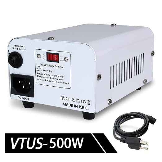 Yinleader White 500W 110V to 220V Voltage Converter Transformer Step Up/Down 110-120V/220-240V w/US Power Cord