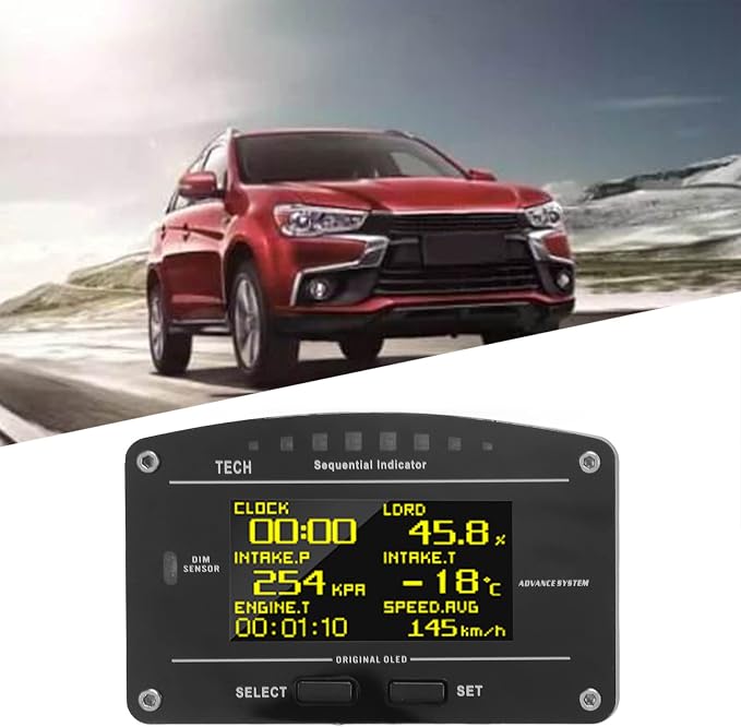 DO907OBD 9V 16V OBD2 Gauge, Multifunctional Car Dashboard LCD Display, Digital Race Dash Display with Alarm Function, High Brightness Screen, Simple Installation for All 12V Vehi