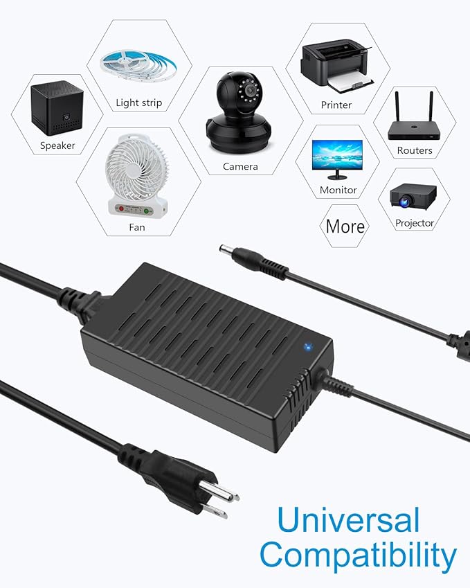 ALITOVE 12V 15A Power Supply DC 12 Volt 15amp 180W LED Driver Power Adapter AC to DC Converter 10A 5A Low Voltage Transformer 5.5x2.5 2.1mm Barrel for DC12V Device LED Light Printer Fan Pump Camera