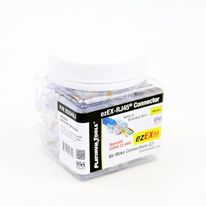 Platinum Tools 202048J ezEX48 Connector for Ethernet Cable Termination, 100 per Jar