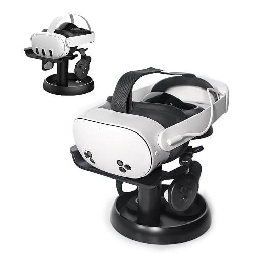 AMVR VR Headset Stand Holder Compatible with Quest 3s/Quest 3/Vision Pro/Quest 2/Pico 4/for PSVR 2 - Universal VR Headset Display Dock, Stable Bracket Storage Round Base, Mount Install Easy