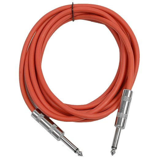 Seismic Audio SASTSX-10Red-6PK 10-Feet TS 1/4-Inch Guitar, Instrument, or Patch Cable, Red