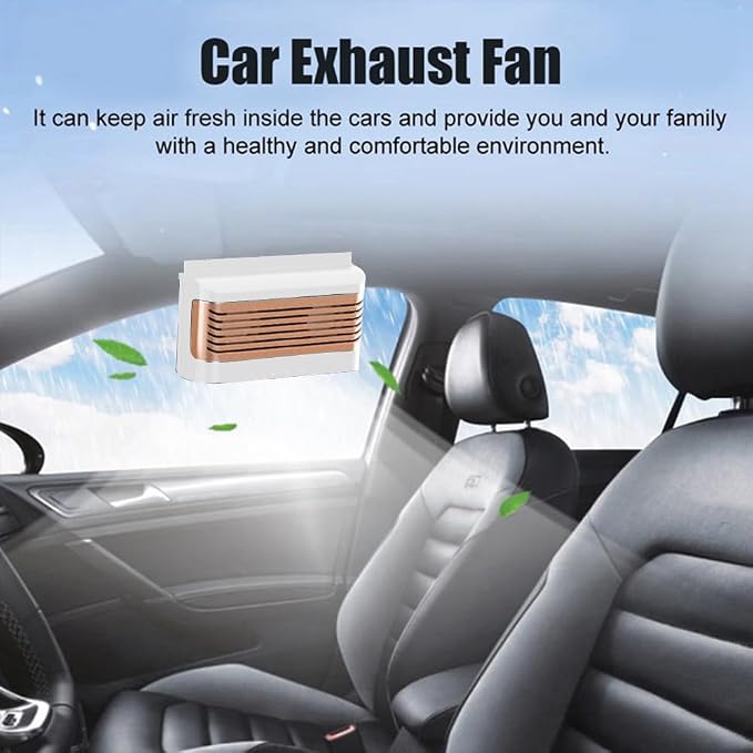 Solar Power Window Vent Rechargeable Car Exhaust Fan, Car Air Purification Fan, Portable Auto Cooling Cooler Fan Mini Summer Air Fan Solar Power Exhaust Fan - White