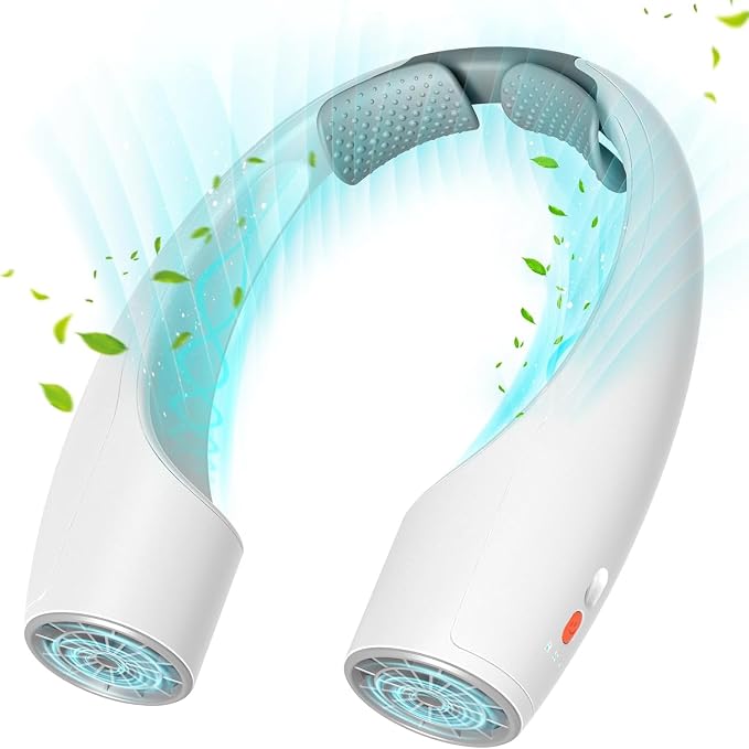 Heelkl AI Neck Fan, 4 Speeds Adjustable Portable Personal Fan Rechargeable, 4000 mAh Battery Faster Cooling, Ultra Quiet for Home, Office, Travel, Outdoor