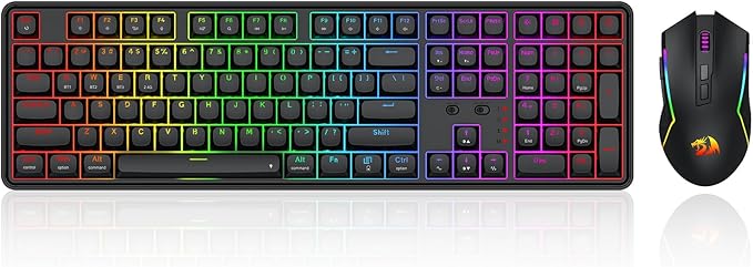 Redragon S163 3-Mode Wilreess Gaming Keyboard & Mouse Combo, 108 Keys K689 PRO RGB Gasket Keyboard and 8000 DPI M693 Gaming Mouse Bundle, Convenient Shared Dongle