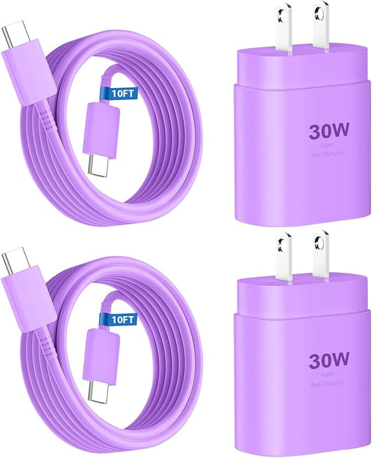 Phone 17 16 15 Charger Fast Charging,30W USB C Phone 17 16 15 Pro Max Charger Block &10FT Long Type C Cable Cord for i.Phone 17/17 Air/17 Pro/17 Pro Max/16/16 Plus/16 Pro Max/15/15 Pro Max,Purple