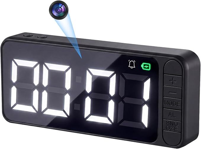 Hidden Camera Clock 4K WiFi Indoor Security Camera with Long Battery Life, Remote View with Phone, Magnetic Nanny Cam with Night Vision for Home, Office, Store