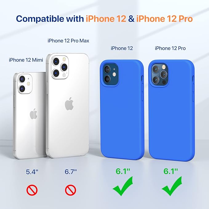 Miracase Compatible with iPhone 12 Case and iPhone 12 Pro Case, Liquid Silicone Gel Rubber Full Body Protection Shockproof Drop Protection Phone Case for iPhone 12/12 Pro 6.1 inch, Mediterranean Blue
