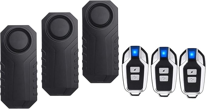 Mengshen 3 Pack Bike Alarm Anti-Theft Burglar Security Sensor for Motorcycle Scooter Trailer Bicycle Door Window Car Electric Scooter IP65 Waterproof 113dB Loud