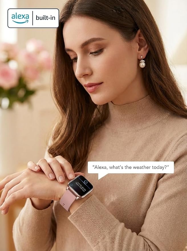 SKG Smart Watch for Women Men Android iPhone, with Alexa Built-in & Bluetooth Call (Answer/Make Call) 1.69" Fitness Tracker with IP68 Waterproof, 60+ Sports, Heart Rate SpO2 Monitor, V7 Pro