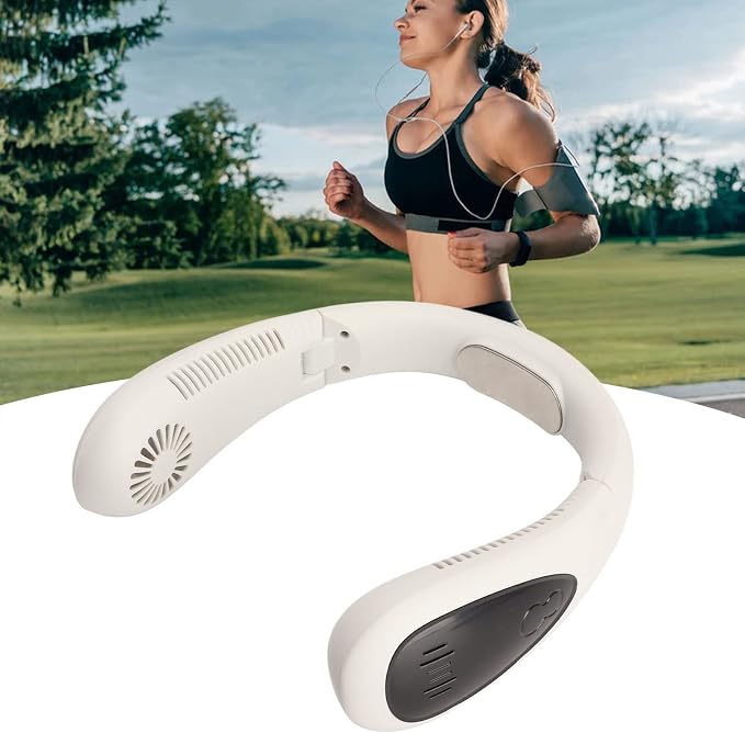 Portable Neck Fan, Bladeless Neck Fan Rechargeable Portable Wearable Usb 360 Degree 3 Adjustable Levels LED Display Travel Fan for Outdoor White