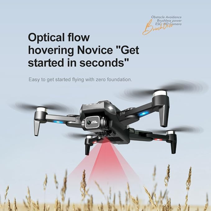 4K UHD GPS Drone with Camera (Equipped with dual cameras), Foldable RC FPV Drone, small-scale Drone Control Quadcopter With Height Setting Function, Six-pass Gyroscope, Gesture Photo, Video Recording, Headless Mode, Emergency Stop, Trajectory Gravity S...