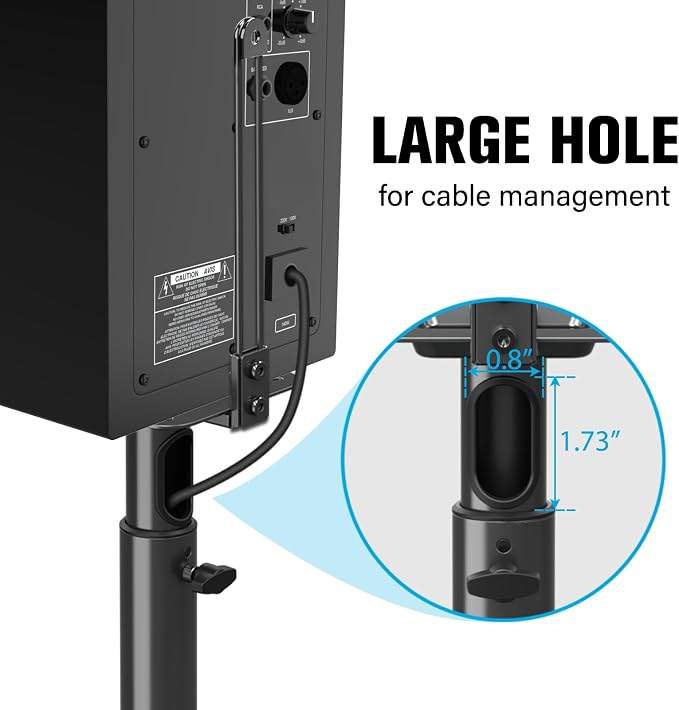 Mounting Dream Speaker Stands - Height Adjustable Speaker Stand for Vizio, Polk, JBL, Sony, Speaker Stands Pair with Wire Management (Holds up to11LBS Per Stand)