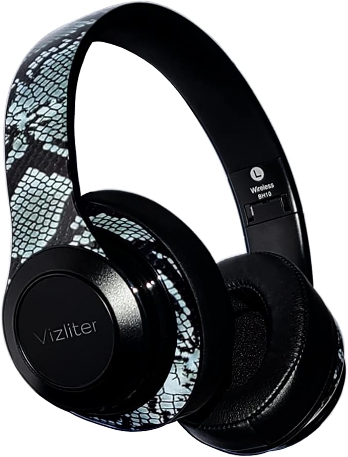 Vizliter Bluetooth Headphones, TWS Deep Bass Wireless Over-Ear Headset 5.0 with Built-in Mic LED Lights, Noise Cancelling Audio Earphones (Snake)