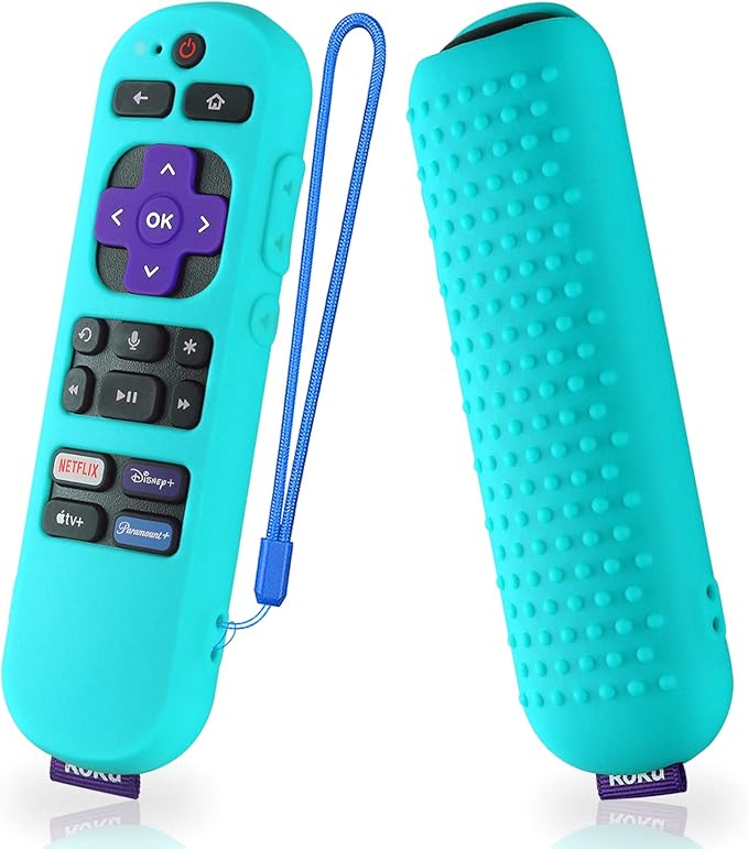 Silicone Case for Roku Express 4K+ Voice Remote RCA1R, Roku Voice Remote Cover RC-GZ1 Roku Streaming Stick 4K Silicone Sleeve with Lanyard(Mint)
