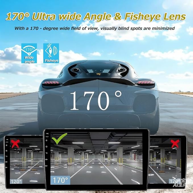 Car Backup Camera, 1080P AHD/CVBS Dual Format with CCD Sensor, 170° Ultra Wide Angle Fisheye Lens, 0.01 lux Night Vision, IP68K Waterproof & Dustproof 12-24V, for Truck SUV RV Van (JD1080P)
