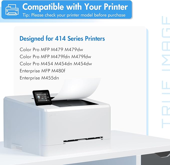 414A Toner Cartridges 4 Pack: MFP M479fdw M454dw Compatible for HP414A 414X 414 M479fdn M454dn Color LaserJet Pro M479fdw M455dn M479 M454 M480f Printer Ink W2020A High Yield with Chip B/C/Y/M