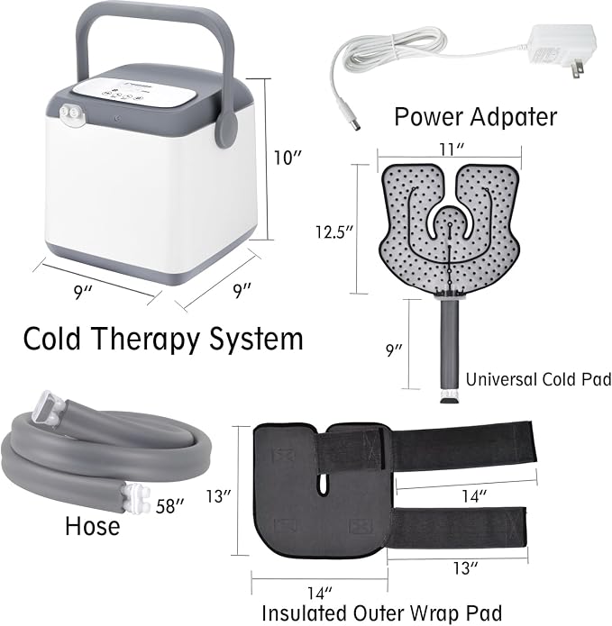 Cold Therapy Machine with Insulated Outer Wrap Pad, Pain Relief for Post-Surgery Recovery, Programmable Ice Therapy Machine for Knee, Continuous Cryotherapy Cold Pack